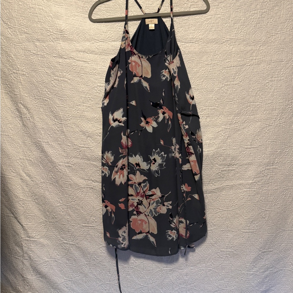 LOFT Floral Mini Dress - gray and Pink